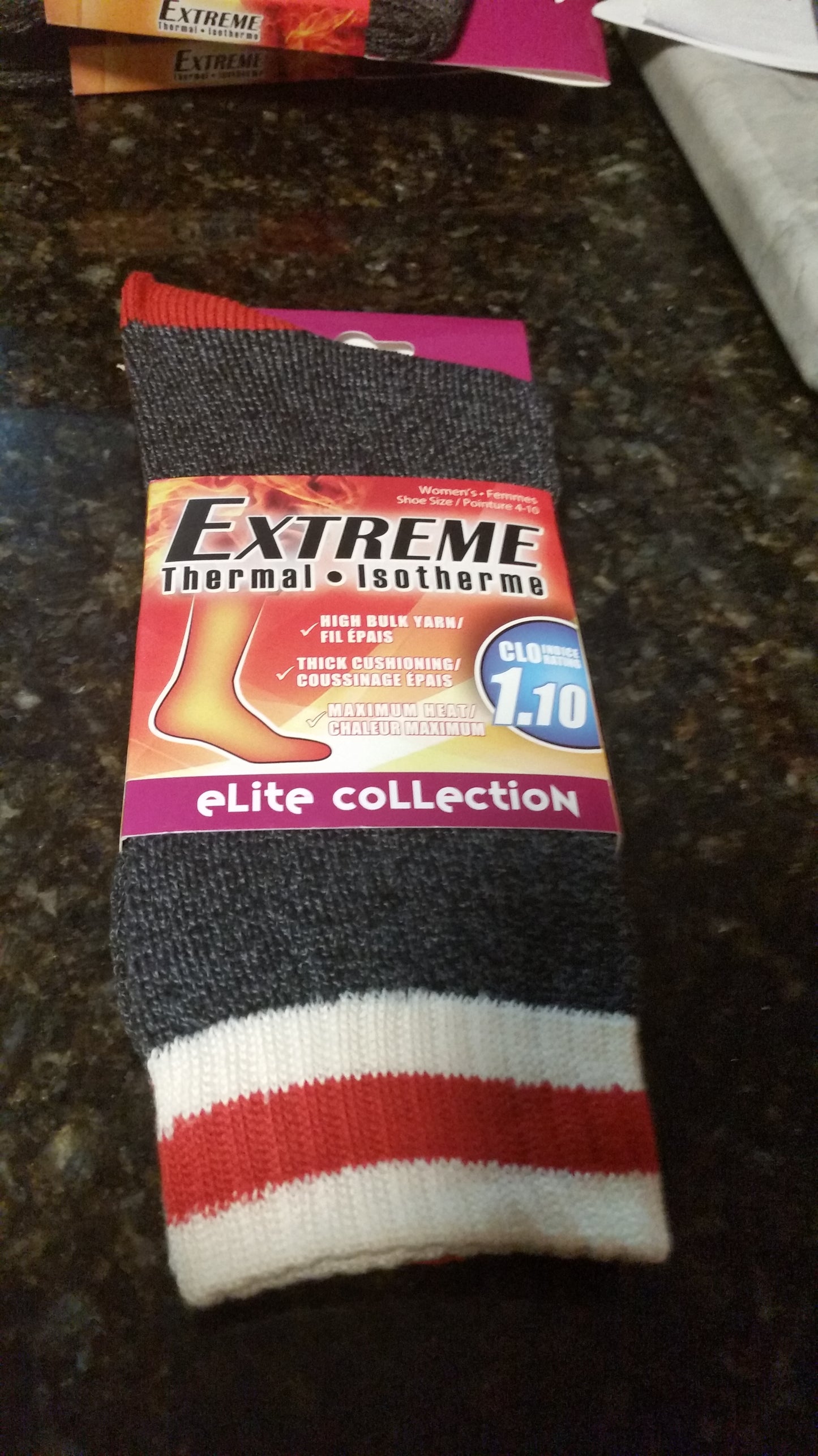 Ladies Thermal Socks - with Stripe (Red)
