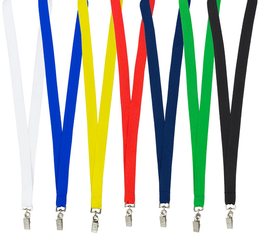 3/4" Blank Flat Lanyard w/ Bulldog Clip